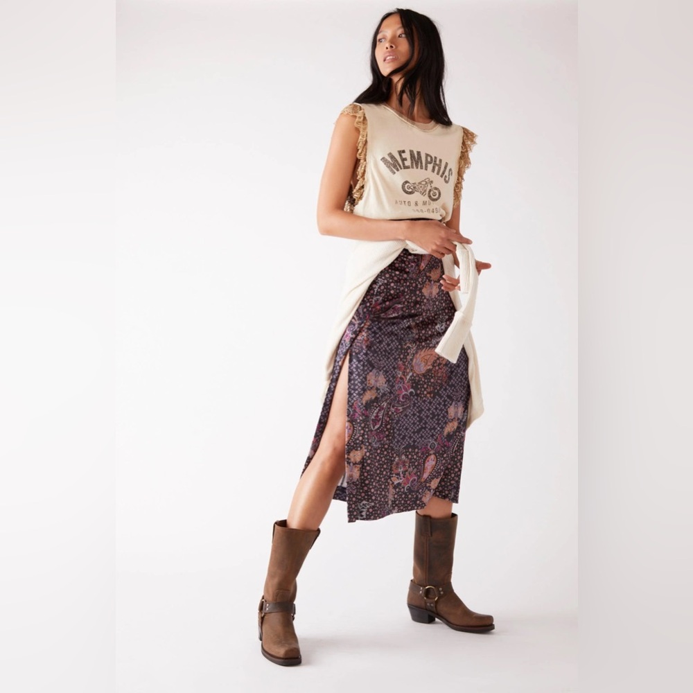 Free People Romano Velvet Midi Skirt